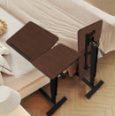 Bedside Table,Folding Overbed Bedside Desk Mobile Rolling Laptop Stand Tilting Overbed Table with Wheels Height Adjustable Tray Table for Laptop Bed Sofa Side Table (WALNUT) (PRIME BIG DEAL DAYS)