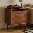24' Nightstand with Charging Station, Keep Your Phone Charged & Bedroom Organized, Wood Bedside Table with 2 Drawers, Open Shelf & USB/Type-C Ports for Bedroom Living Room