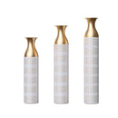 Floor Metal Vases Decorated White Metal Vases Set of 3 Gorgeous Home Decoration Large Glazed Metal Vases 24in/28.7in/33.5in Height