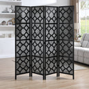 Quarterfoil infused Diamond Design 4-Panel Room Divider, Black