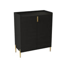 Modern 2-Door Wine Bar Cabinet with Adjustable Shelf, Black Engineered Wood Sideboard for Living Room or Kitchen, 12-Bottle Storage with Soft-Closing Hinges