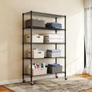 Heavy Duty 5 Tier Wire Shelving Unit Multi purpose metal storage rack 1650 lbs Capacity Iron Storage Shelves Adjustable Metal Shelf with Wheels and Leveling Feet for Garage Kitchen Warehouse