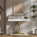 47.3'' Narrow Entryway Table with 3 Drawers, Console Sofa Table with Metal Frame, Modern Console Sofa Table for Living Room, Entryway, Hallway,White