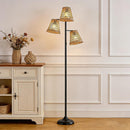 72' Boho Rattan Floor Lamp for Living Room, 3-Lights Tree Floor Lamps, Tree Farmhouse Industrial Black Standing Lamp with Woven Shade for Bedroom, House