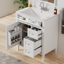 30'' Bathroom Vanity with Top Sink, Modern Bathroom Storage Cabinet with 2 Drawers and a Tip-out Drawer, Single Sink Bathroom Vanity (Same as SW000122AAK-1)