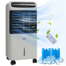 HOMCOM 32' Evaporative Air Cooler with 3.2 Gal Water Tank, 60° Oscillating, 3-In-1 Ice Cooling Fan, Portable Swamp Cooler with Humidifier for Home Office, 3 Modes, 3 Speeds, 12H Timer, Remote, Gray