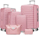 Luggage Sets 6 Piece with Duffel Bags, Hardside Expandable Suitcases with Spinner Wheels TSA Lock, Pink