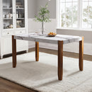 46.5' Dining Table, Modern Kitchen Table, Rectangular Faux Marble Style Table with Wood Legs, Easy Assembly