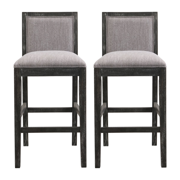 30.5 Inch Height Bar Stools set of 2, Rubber wood Frame,fabric Sponge cushion and Upholstered Barstools, Retro Bar Chairs suitable for Kitchen Island,Bedroom,Dining Room.