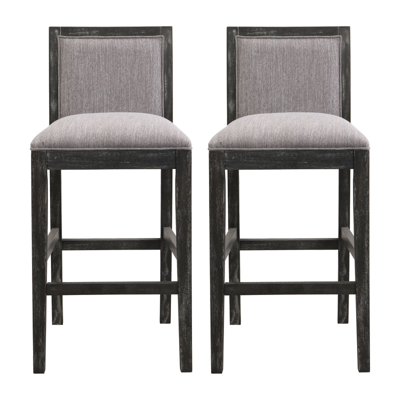 30.5 Inch Height Bar Stools set of 2, Rubber wood Frame,fabric Sponge cushion and Upholstered Barstools, Retro Bar Chairs suitable for Kitchen Island,Bedroom,Dining Room.