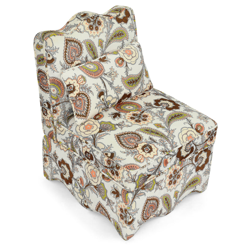 Elegant Flannel Single Dining Chair with Cushion and Pillow in Brown, Soft Fabric and Wood Frame