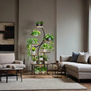 8-Tier Indoor Plant Stand with Grow Lights, 61 in S-Shaped Metal Shelf for Multiple Plants, Black