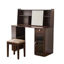 Modern Elegance Makeup Vanity Desk with Adjustable Lighted Mirror, Storage Shelves, Drawer and Cabinet, Walnut Finish