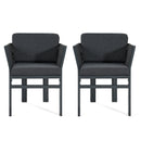 Outdoor Dining Chair Set of 2, Grey Aluminum Frame with Grey Cushion, 300lbs Capacity, All-Weather Patio Seating for Backyard, Deck & Garden