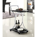 Allen Black and Chrome 2-Tier Glass Shelf Metal Bar Cart