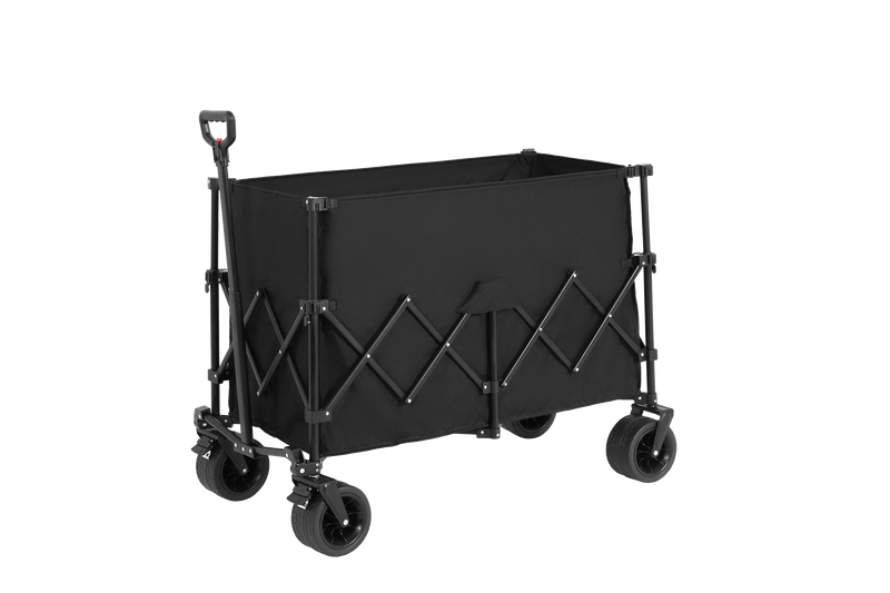 Beach Wagon,Collapsible Wagon 220lbs with Big Wheels Foldable Wagon Carts, Heavy Duty 300L Folding Utility Garden Cart with Big All-Terrain Beach Wheels & Drink Holders. Black