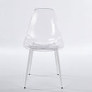 Contemporary PET Dining Chair Set of 4 in Matte White with Metal Legs