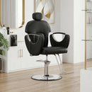 Barber Salon Chair for Hair Stylist, Height Adjustable Hydraulic Hair Reclining Salon Chairs, 360 Degrees Rotation, Multi-Function Shampoo Chair for Barbershop (Modern Black)
