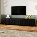 ON-TREND Elegant TV Stand with Arched Design for TVs Up to 80', Modern Dual Purpose Coffee Table with 4 Drawers, Multi-Functional Organizer Cabinet with Storage for Living Room, Bedroom, Black