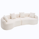 LY-025 Full Compression Sponge Sofa Cloud White Curved Modular Sectional 30D High-Density Chenille Sleeper Couch 110'L