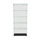 5-Tier Glass Display Cabinet with Dynamic LED Lighting, Black MDF Frame, Tempered Glass Shelves, Floor Standing Showcase for Home Office or Store Display
