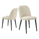 Beige Fabric Identities Chair with Metal Legs, Armless Chair Set of 2 for Kitchen, Restaurant, Living, Meeting Room