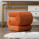 017s-S-shape Velvet Fabric Ottoman Makeup Stool Footstool,Orange