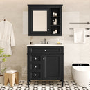 30'' Bathroom Vanity with Top Sink, Modern Bathroom Storage Cabinet with 2 Drawers and a Tip-out Drawer,  Freestanding Vanity Set with Mirror Cabinet, Single Sink Bathroom Vanity