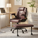 Cross Legged Office Chair with Arms, Wide Criss Cross Chair with Wheels, 360° Rotating Footrest, Height Adjustable Swivel Chair for ADHD,  Ergonomic Office Chair for Home Office Relaxing