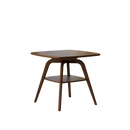 Modern Wooden Dining Table with Storage Shelf, Walnut Finish