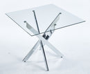 Dining Table with cross metal leg and tempered glass,Modern Space Saving Kitchen Table for Living Room,chrome legsSquare table,90x90x75cm