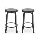 Modern Industrial Counter Stool Set with Swivel Function in Black Wood and Metal, 24.25 Inches