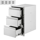 Outdoor Kitchen Drawers 15' W x 25.4' H x 19' D, Box Frame Style Flush Mount BBQ Drawers with Stainless Steel Handle, BBQ Island Drawers for Outdoor Kitchens or Patio Grill Station