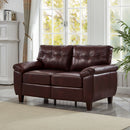 59' Loveseat Modern Design Faux Leather Couch,Living Room Sofa with Storage,Big Armrest Sofa,Upholstered Breathable PU Leather Sofa,Burgundy