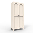 71'' 2 Shapely Doors Cabinet with Lock, Metal Storage Cabinet with Doors and Adjustable Shelves, for Bedroom, Living Room, Kitchen (Beige)