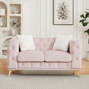 FX 61.25-inch Modern Luxury Velvet Sofa with Chesterfield Quilted Button Accents, Includes 2 Pillows and Metal Legs
