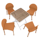 Four-piece Set of Single Chairs with a Design Combining Modern and Traditional Elements with  A Folding Square Table,Orange/Khaki/White20.08*19.29*31.89 (in)/27.56*27.56*29.33(in),PP/Red Oak/Metal