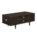 U-Can Modern Rectangle Coffee Table with Four Drawers, Two Side Hidden Storage Compartments, 47.2' Wood Coffee Table with Metal Handles and Four Solid Wood Legs for Living Room