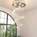 Modern 5-Lights Spiral Raindrop Chandelier, D15.7'' * H30.2'', K9 Crystal Flush Mount Ceiling Light Fixtures, Chrome, for Dining Room, Kitchen, Foyer, Entry, Bedroom, GU10 Base