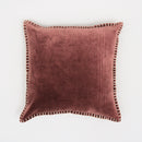 Stonewashed Cotton Velvet Throw Pillow with Decorative Handstiched Edges-19X19'