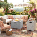 U_STYLE 24.02'' Square MGO Propane Fire Pit Set, 40,000 BTU Outdoor Fire Pit Table with Steel Burner, Adjustable Flame, Lava Rocks & Rain Cover, Includes 15.75'' Propane Tank Cover Table, No Assembly