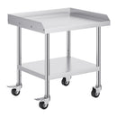 Stainless Steel Work Table, 24 x 28 x 30 Inch Commercial Food Prep Worktable with 4 Wheels, Casters, 3-Sided Backsplash Heavy Duty Prep Worktable, Metal Work Table for Restaurant Home Hotel