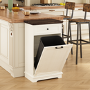 10 Gallon Tilt Out Trash Cabinet Freestanding Trash Bin Cabinet Wood Garbage Recycling Cabinet with Hideaway Drawer Pet Proof Trash Can Holder for Kitchen Living Room, Antique White (not include can)