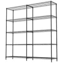 5 Tiers Storage Shelves Load 1500LBS, Metal Shelving Wire Metal Shelving Unit Shelves for Storage Adjustable Garage Shelving for Pantry Kitchen Garage Black 15.8' D x 33.5' W x 70.5' H