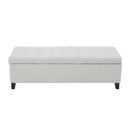Upholstered Storage Ottoman Bench, Entryway Bench, End of Bed Bench, Ottoman Foot Rest for Bedroom, Light Grey, 300lbs