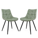 Faux Leather Upholstered Dining Chair Set of 2 with Metal Legs, Thick Foam Cushion & Ergonomic Backrest Green
