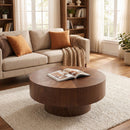 Round Wood 31.49 inch Coffee table for Living Room Table Walnut Suitable for Bedroom, Living Room, Office