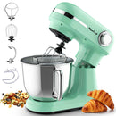 5.5QT/4.5QT Dual Bowls Electric Stand Mixer, 12-Speed Tilt-Head Food Mixer, 350W Dough Mixer with Dishwasher Safe Stainless Steel Bowls, Dough Hook, Flat Beater, Whisk, Splash Guard, Mint Green
