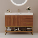36' Modern Free-Standing Bathroom Vanity with Seamless Ceramic Sink & Sintered Stone Top