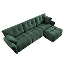 Stylish Three-Seater Sofa Set with Ottoman and Pillows in Green, Solid Wood, Textured Chenille, High-Resilience Cushions